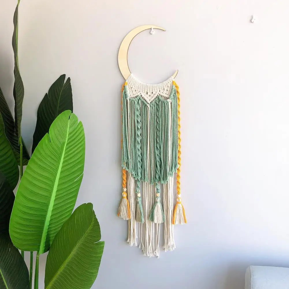 

Hot Sales!!! Tapestry Eco-friendly Moon Shape Macrame Dream Catcher Hanging Pendant for Bedroom