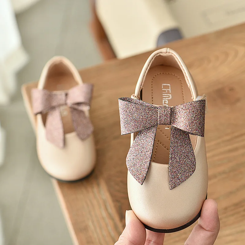 Детская обувь для девочек сандалии принцессы с бантом модная детская кожаная