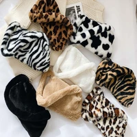 12 styles cow leopard zebra pattern plush shoulder bags single straps women leisure shopping underarm tote handbag