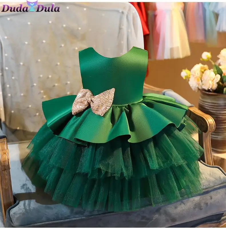

New Year Dresses 2021 Kid Princess Dress Flower Girls Birthday Party Dress Children Bow Elegant Dress for A Girl Prom Dresses