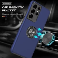 for samsung galaxy s21 ultra s21 plus armor shockproof case anti fall magnetic metal finger ring stand holder protective cover