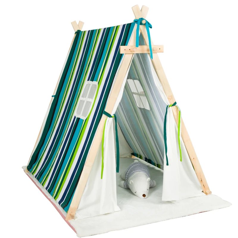 

Children's super large solid wood rural tent indoor Baby Play Toy indoor tent outdoor camping children cotton Indian kids Teepee