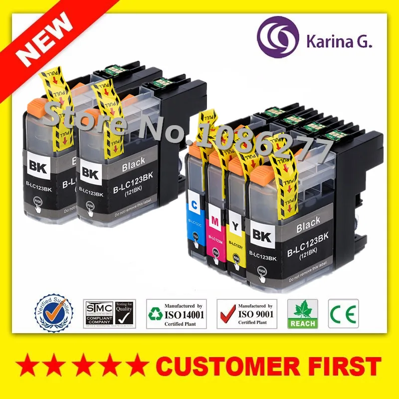 6X чернильные картриджи для Brother LC123 mfc J4510DW чернильный картридж принтера LC 123 MFC J4610DW