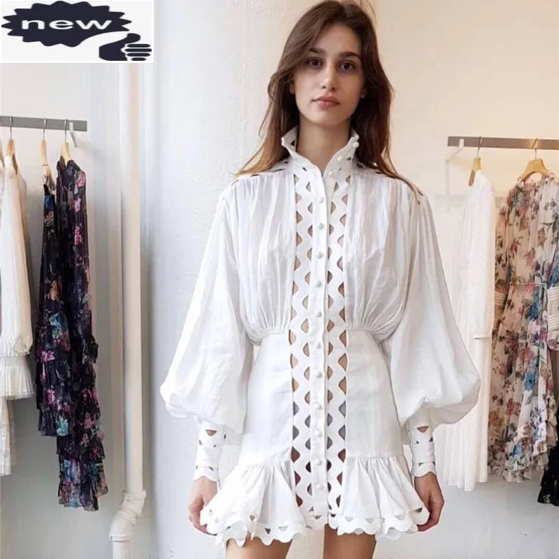 Женское ажурное платье с юбкой годе белое винтажное дизайнерское подиумное