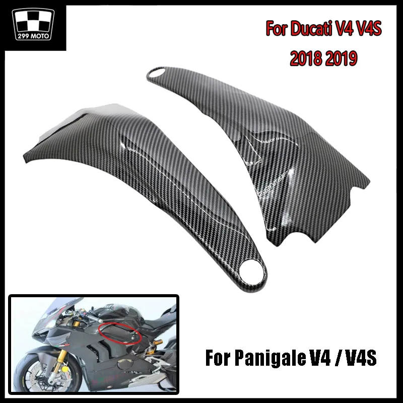 

For Ducati Panigale V4 V4S 2018 2019 Motorcycle Side Frame Fairing Panel ABS Plastic Carbon Fiber Black Cover