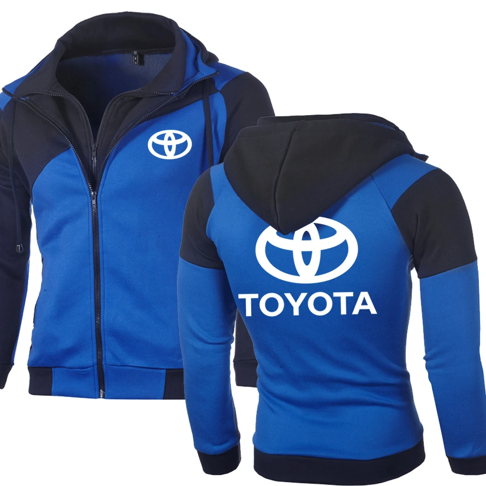 

New Spring Autumn Men Toyota Logo Fashion Sweatshirt Casual Jacket Double Zipper Hoodie Cotton Long Sleeve Sweatshi
