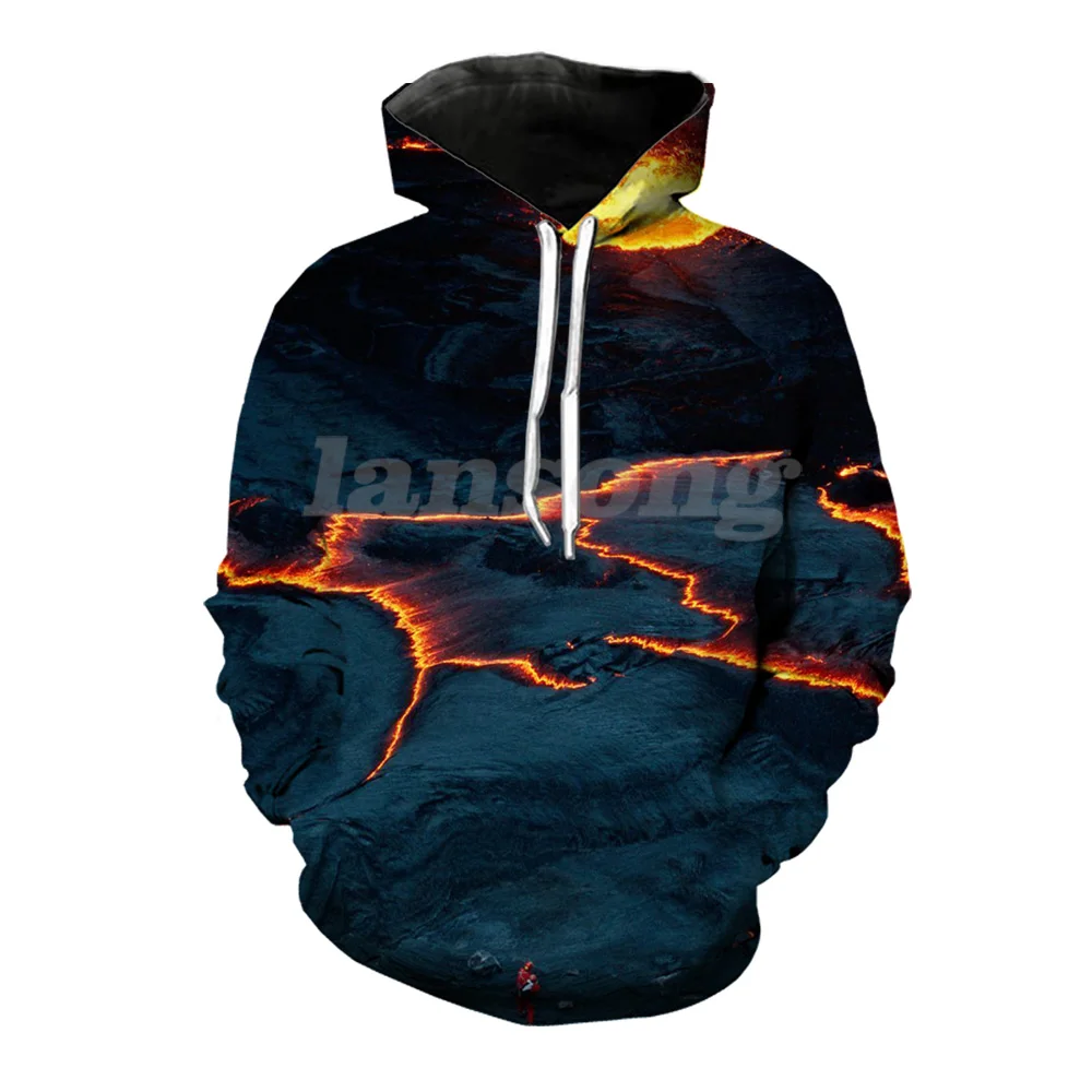 

Футболка с 3D-принтом вулканической лавы, свитшоты, толстовки, штаны, уличная одежда в стиле Харадзюку, футболка в стиле хип-хоп, Забавный кру...