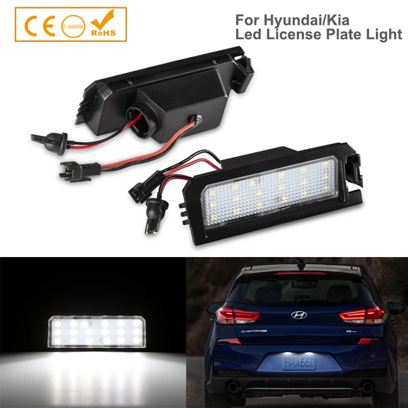 

2Pcs Canbus LED License Plate Light Number Plate Module Lamp For Hyundai I30 Elantra GT Sonata LFA Veloster Kia Rio Niro Cadenza