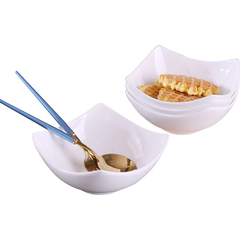 

6 Inch Jingdezhen Ceramic Bowl Simple Western Food Dinner Plate Dessert Bowl Bone Porcelain Bowl Set Salad Bowl 4pcs