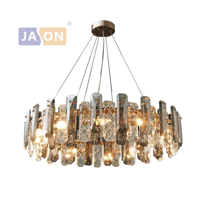 

Luxury LED Crystal Round Chandelier Lighting Lustre Hanging Lamps Suspension Luminaire Lampen For Foyer