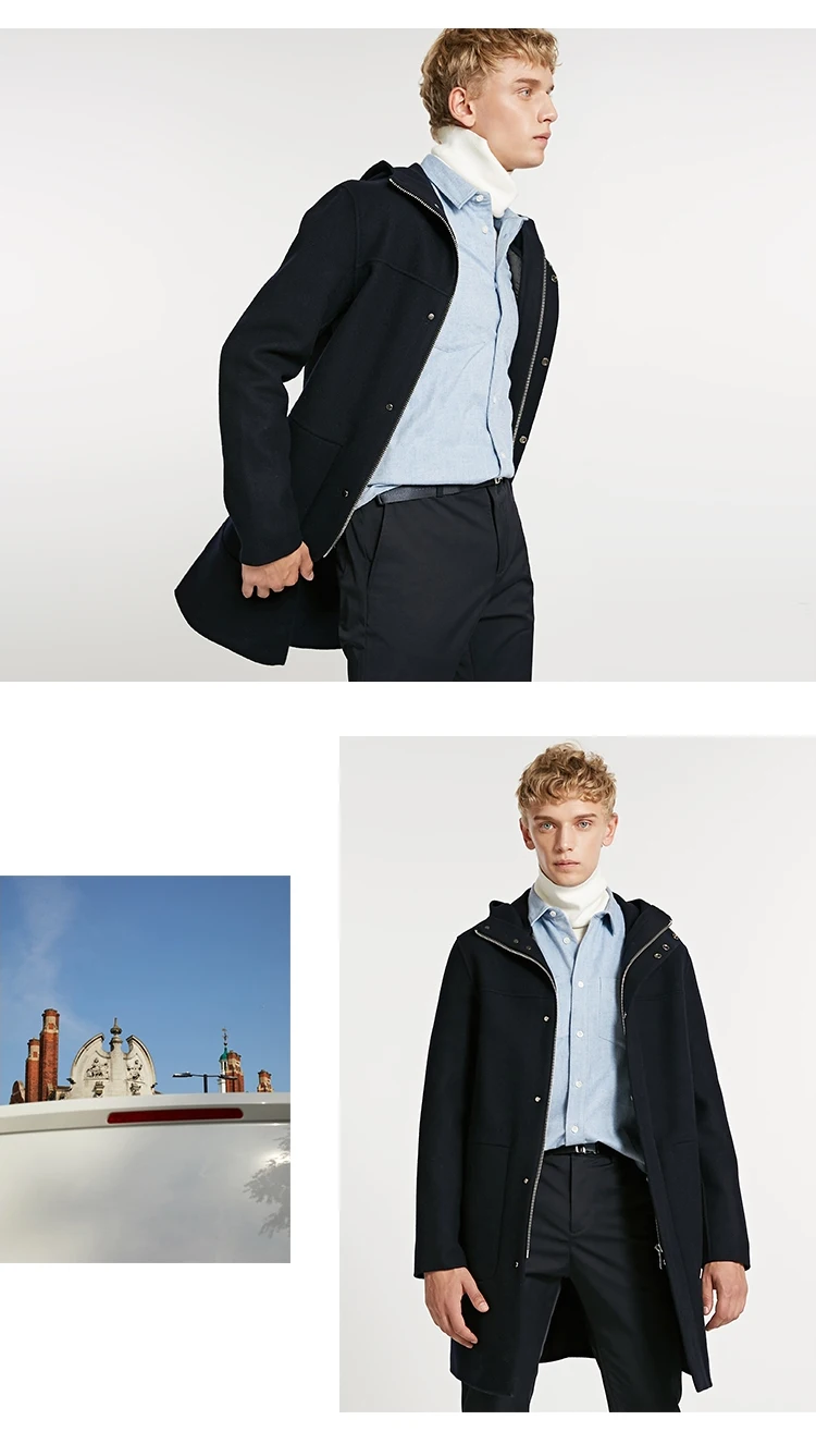 JackJones зимнее мужское Свободное длинное шерстяное пальто со стоячим воротником модная мужская одежда 218427505