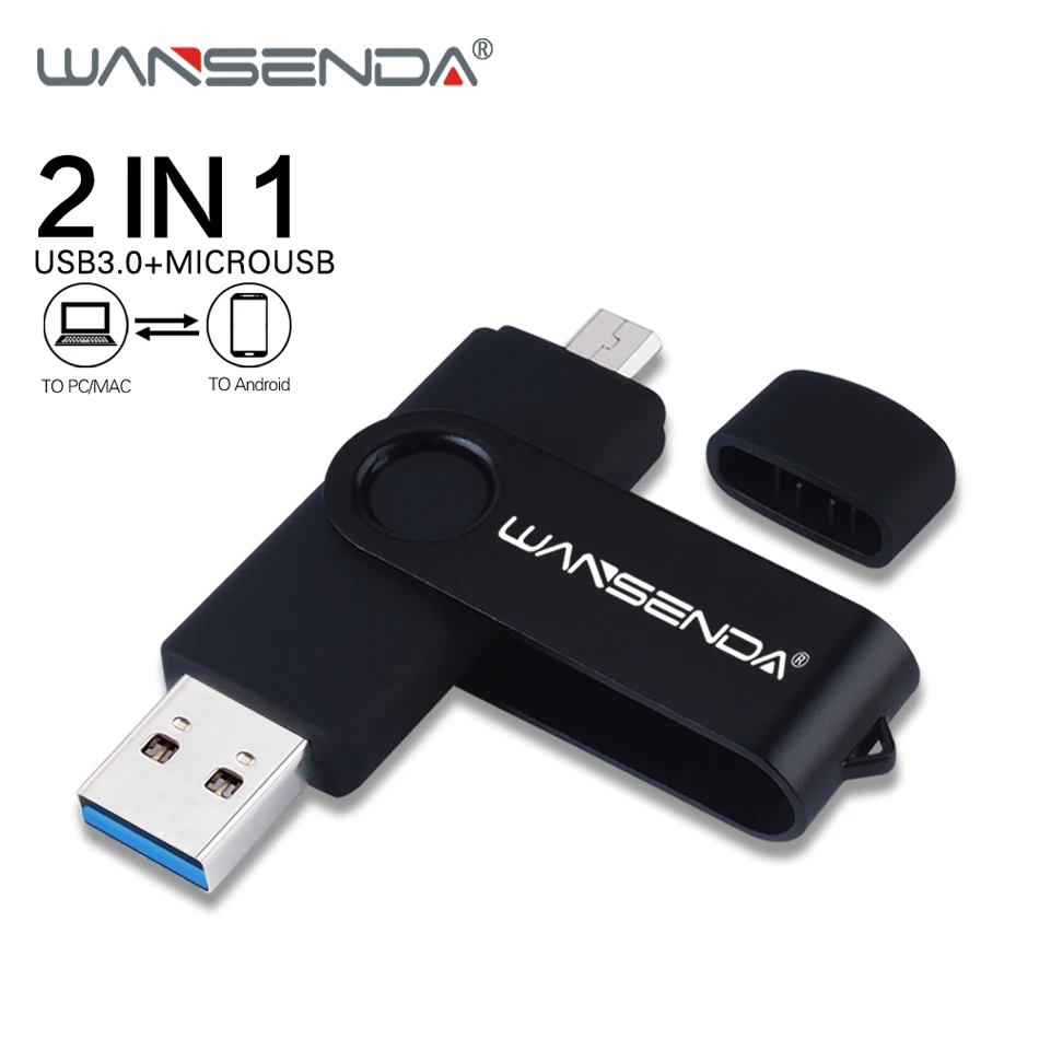 WANSENDA OTG USB флэш накопитель 256 ГБ Вращающаяся ручка 16 Гб оперативной памяти 32