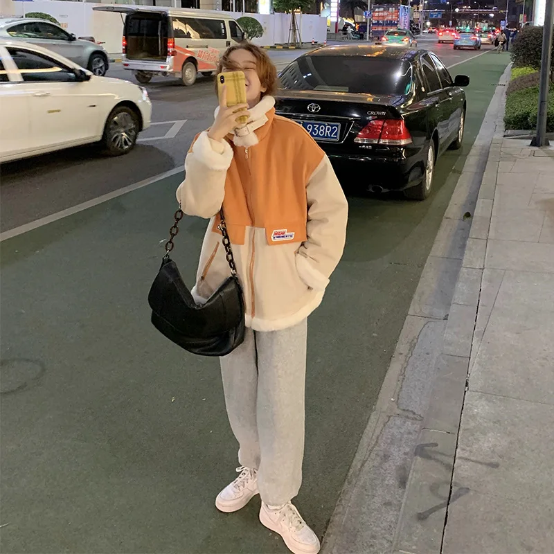 

Faux Fur Coat Winter Jacket Women 2020 Letter Print Faux Lamb Fur Jacket Warm Thick Fashion Loose Plush Ladies Coat Fluffy Coat