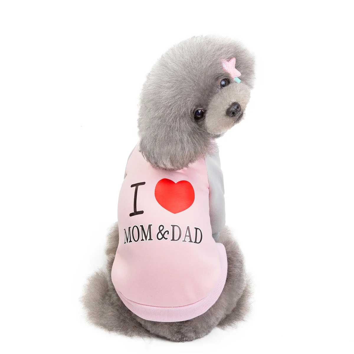 Одежда для собак маленьких средних Милая футболка с надписью I LOVE MOM &amp DAD Зимняя