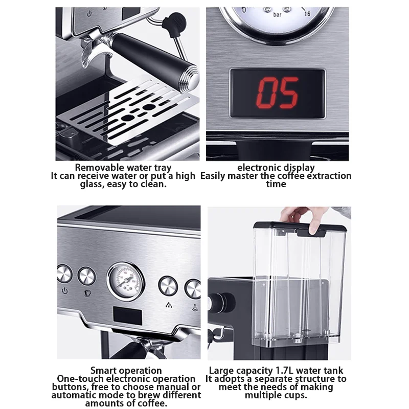 

Coffee Machine CRM3605 15bar Home Coffee Machine Semi-automatic Pump Bubble Machine Cappuccino Milk Cappuccino Milk LP