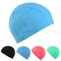 elastic waterproof pu fabric protect ears long hair sports swim pool hat home pool swimming water cap free size for men women