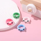 Новое поступление, кольцо с симпатичной лягушкой, простое эстетическое ювелирное изделие с животными, кольца дружбы для женщин и девушек, однотонное акриловое искусственное кольцо