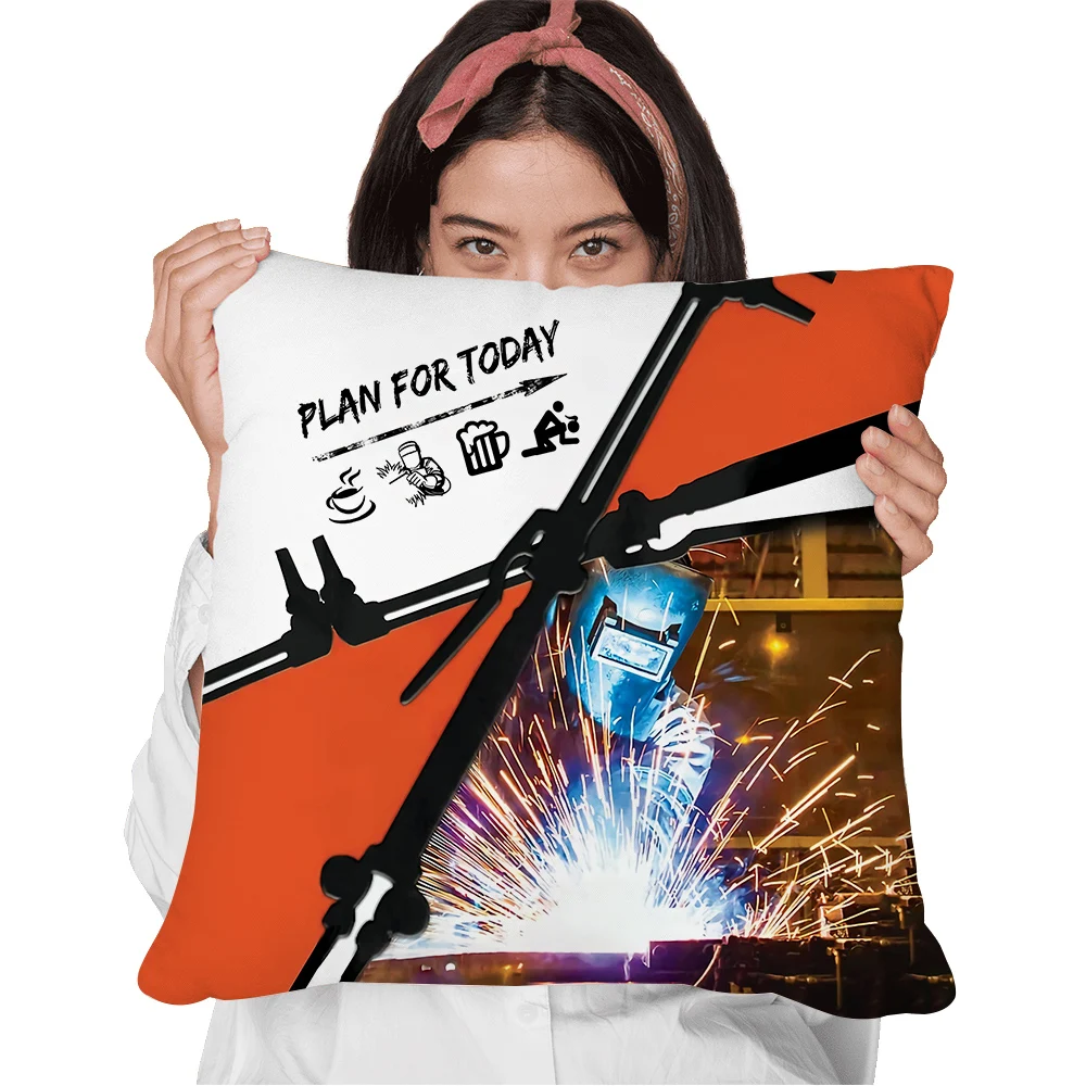 

CLOOCL Welder Pillow Case 3D Graphic Worker Plan For Today Splicing Polyester Zip Cover Cushion Pillow Cases