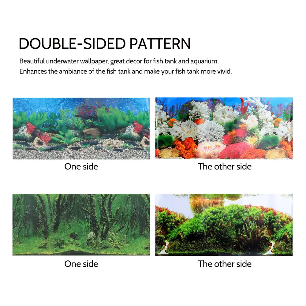 

2 Sheets of Aquarium Double-sided Stickers Decorative Fish Tank Background Decal