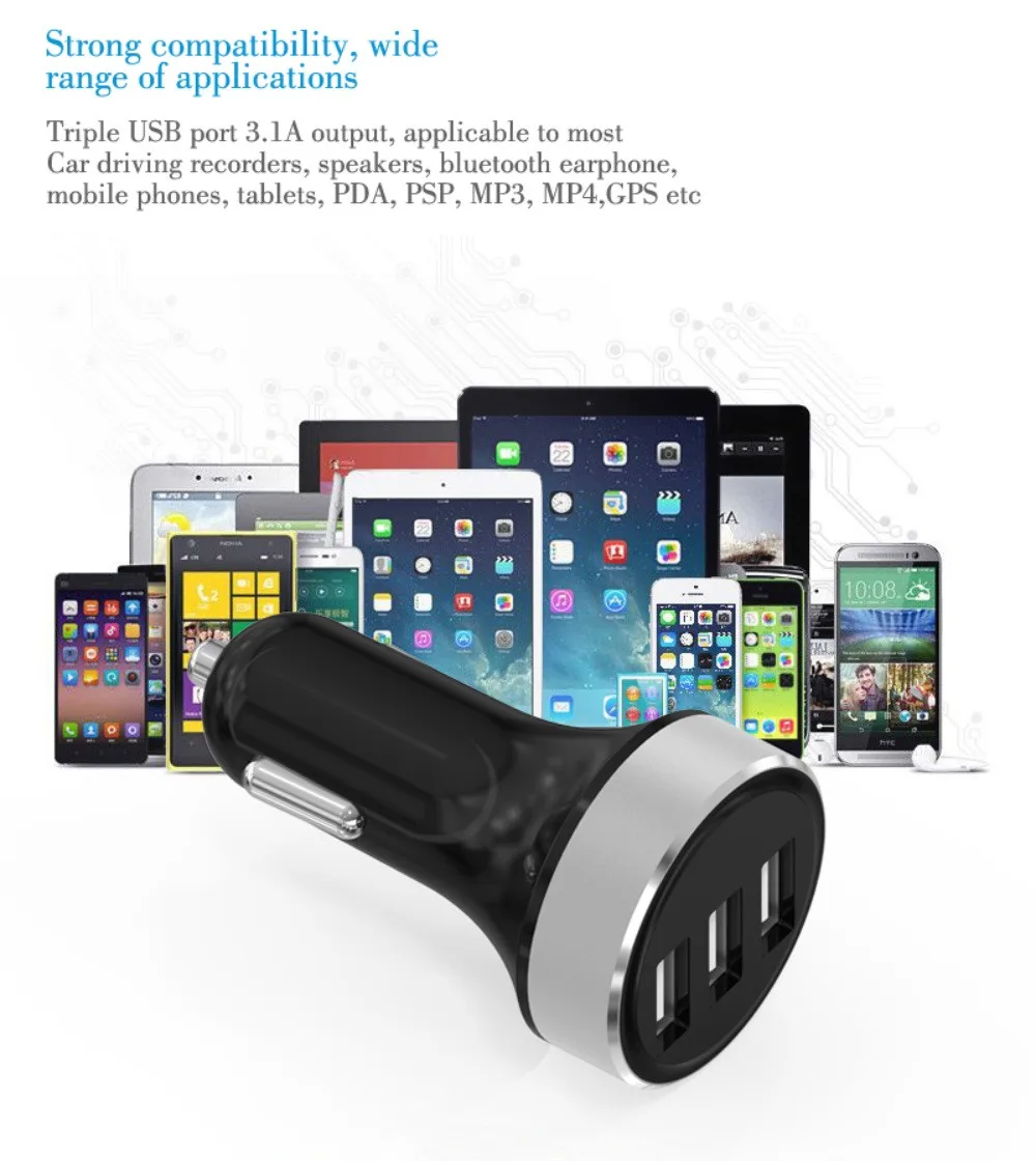 MOSUNX LEDHigh качество smart AP03 портативный 3USB порт автомобильное зарядное устройство Быстрая зарядка дорожный адаптер UQ для samsung xiaomi huawei