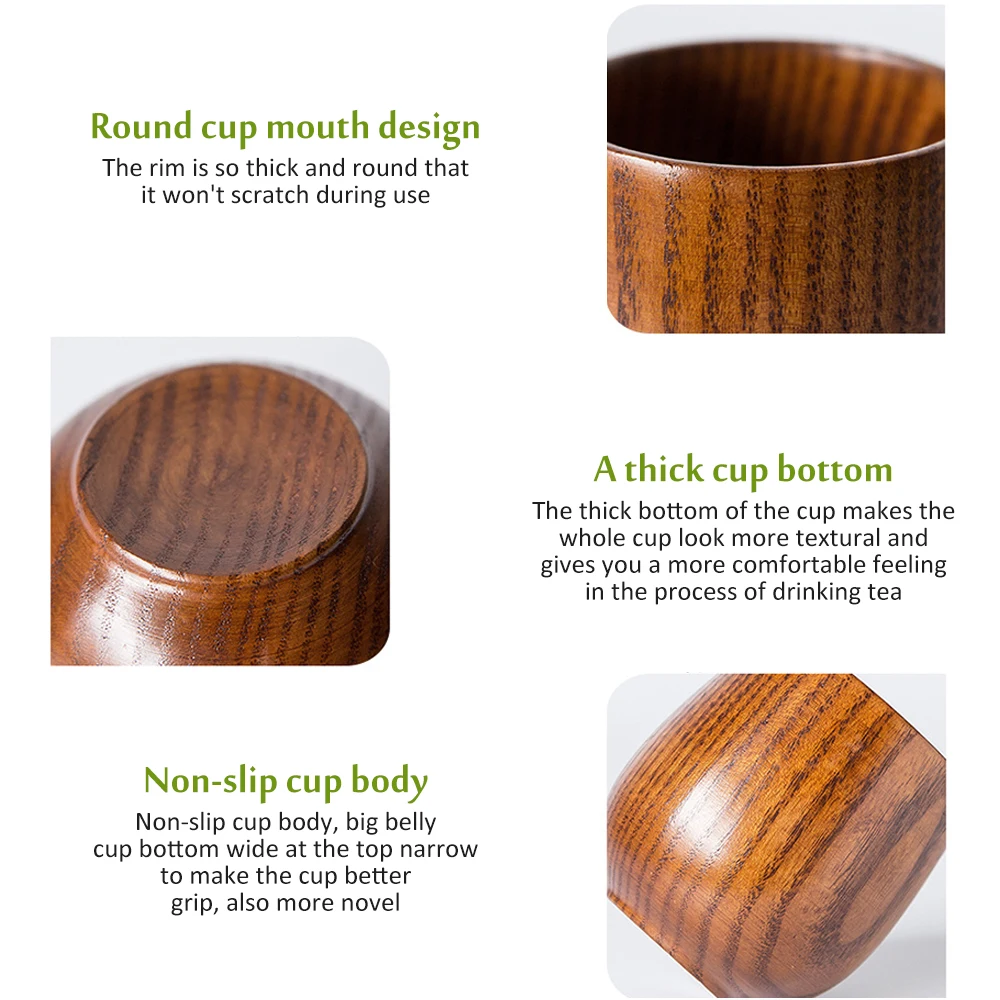 Wooden Cup Breakfast Beer Milk Drinkware Green Tea Water Bottle Natural For Home Kitchen Household |