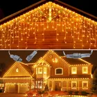 Уличная гирлянда светодиодный Ная на дом, рождественские украшения, украшения, светодиодная гирлянда, сосулька, занавеска, 3,5 М-30 м, свисающая на 0,30,40,5 м