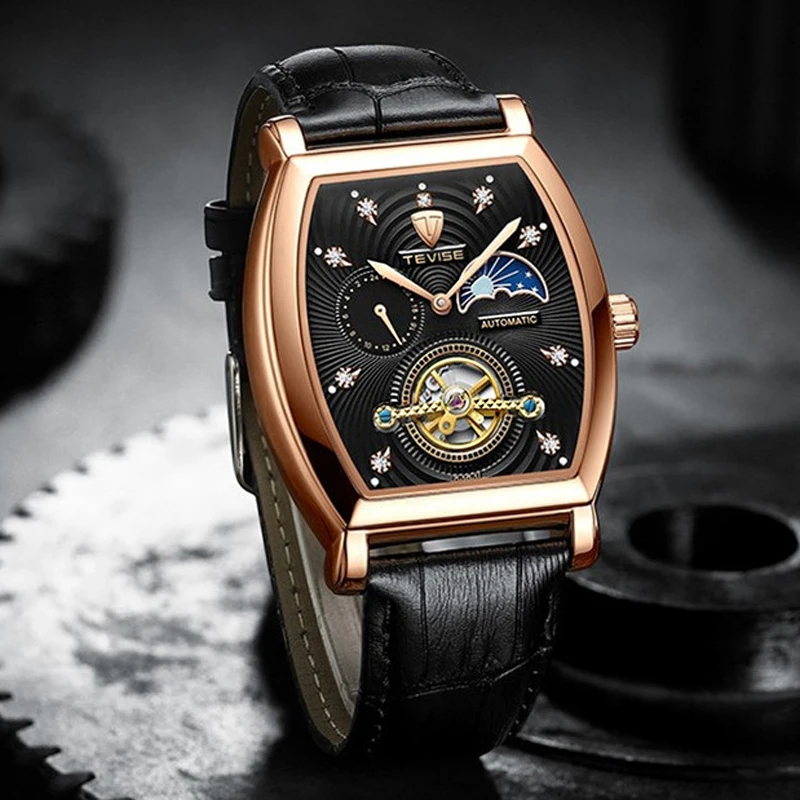 

TEVISE Tourbillon автоматические часы Relogio Masculino часы с автоподзаводом механические наручные часы Для мужчин кожаный мужской часы 3ATM Водонепроница...