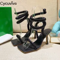 Необычные босоножки с ремешком вокруг щиколотки#3