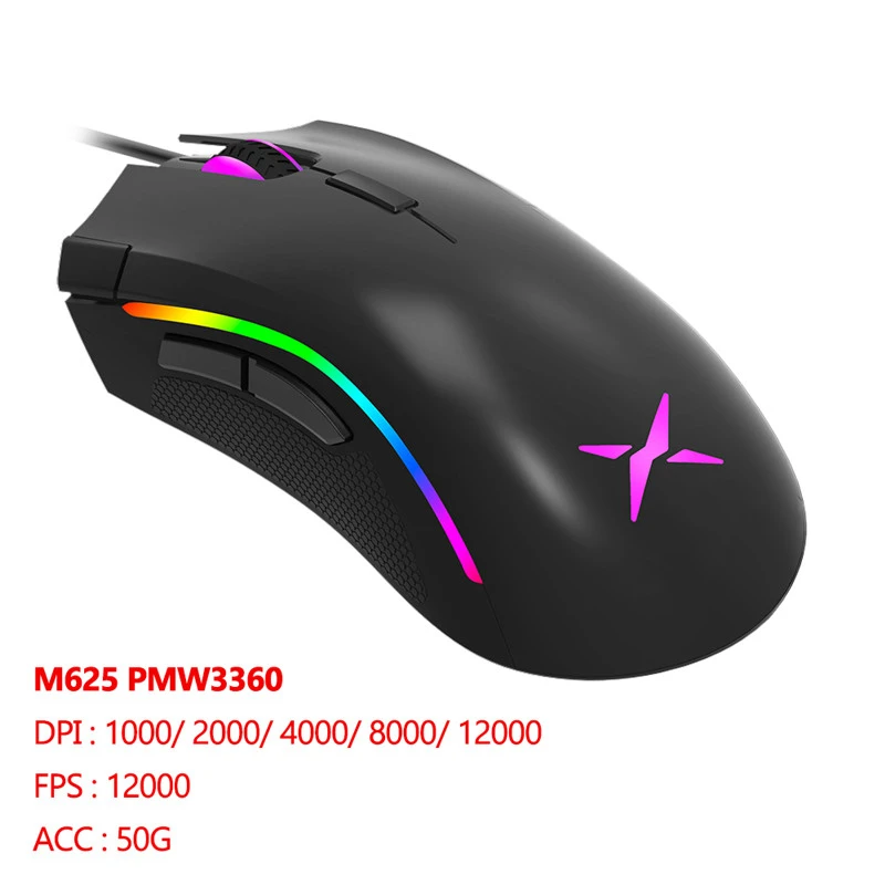 Delux M625 Проводная 7D игровая мышь эргономичная PMW3360 12000 точек/дюйм RGB с подсветкой PC Компьютерная геймерская мышь с подставкой для запястья комплект коврика для мыши - Цвет: PMW3360 without Pad