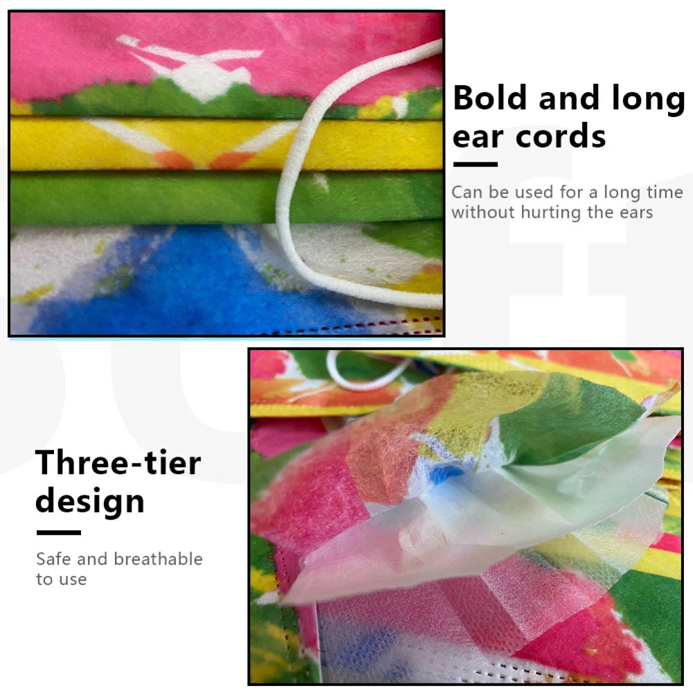 

50pcs Dye Yellow Navy Blue Kpop 3layer Non-woven Adult Custom Printed Mask Masks Reusable With Design Mask For Face Protection