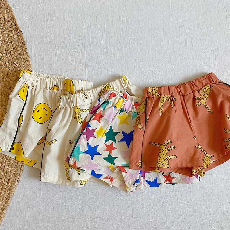 

MILANCEL 2021 Summer New Kids Pajamas Sets Korean Print Girls Sleepwear Short Sleeve Tees and Shorts for Boys