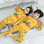Детские пижамы, осенний комплект одежды для мальчиков и девочек, одежда для сна, мультяшный Тоторо, динозавр, хлопковая детская пижама 2-12 лет, домашняя одежда