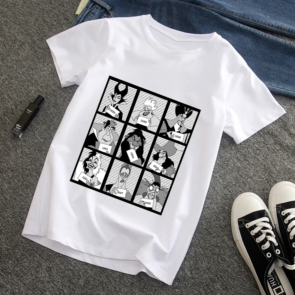 

Disney Villain T-shirt Bad Girl Stepmother Women's Print Cartoon Casual Short Sleeve Gothic T-shirt Femme Tees Aesthetic Clothes