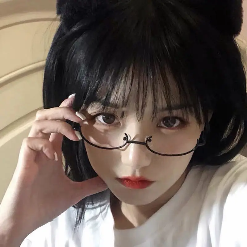 

Fashion Glasses Frame Half Frame Without Lens Girl Chic Harajuku Cosplay Party Decoration Glasses Metal Photography Glasses