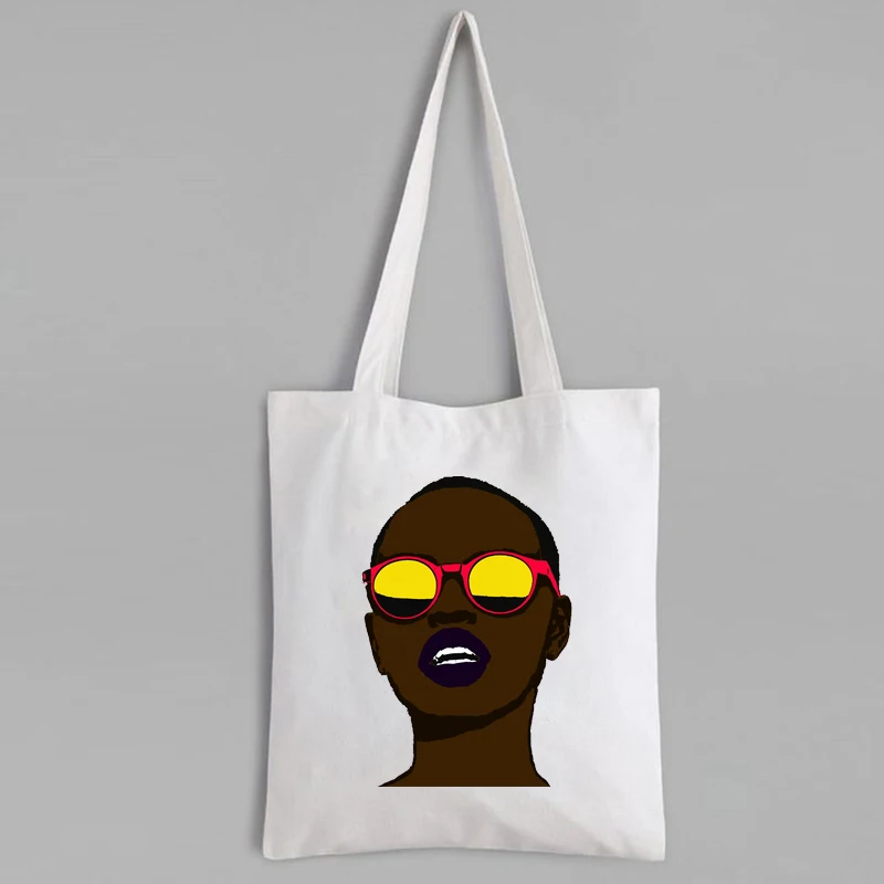 

Shopping Bag Art Print Eco Friendly Products African Style Women Tote Bags Canvas Cartoon Reusable Shopping Bag Cute