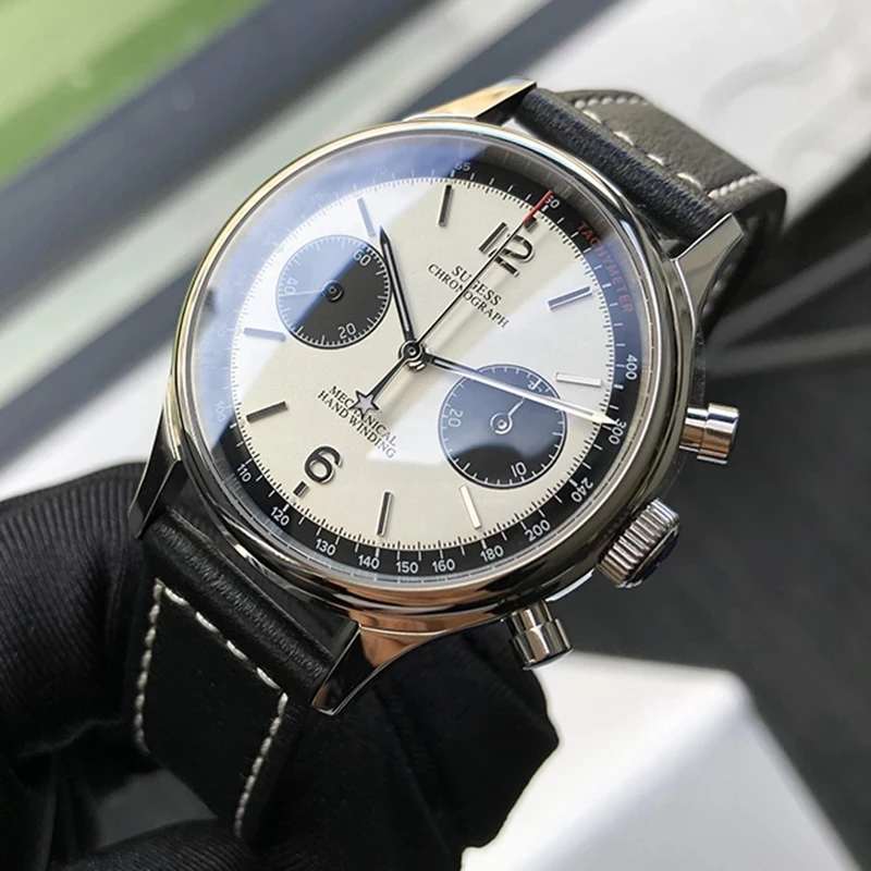 Мужские механические часы с хронографом Sugess 1963 авиаторы сапфировым механизмом