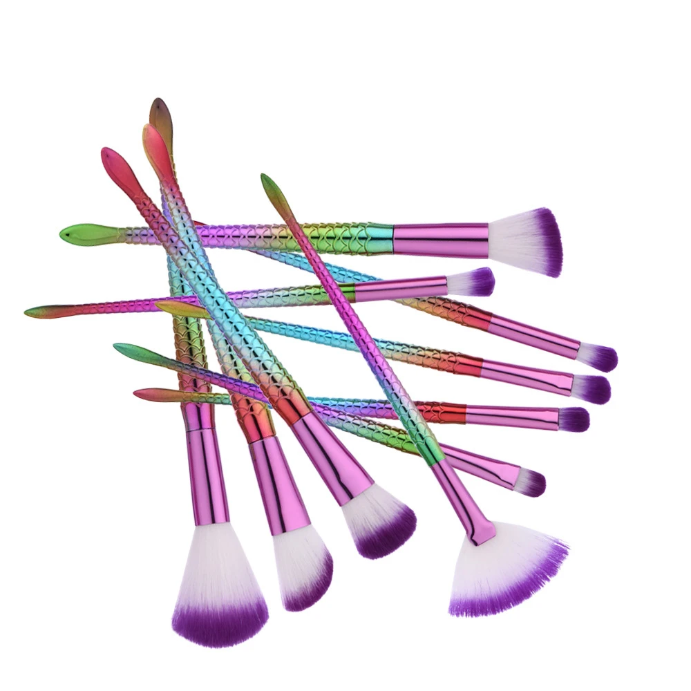 

10Pcs Cosmetic Brushes Set Powder Contour Blush Highlight Brush Foundation Eye Shadow Brush