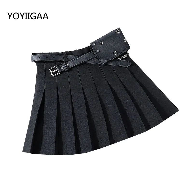 Summer Women Skirts Solid Pleated Mini Skirt Casual High Waist Ladies Sashes with Pocket Fashion A-line Sexy | Женская одежда