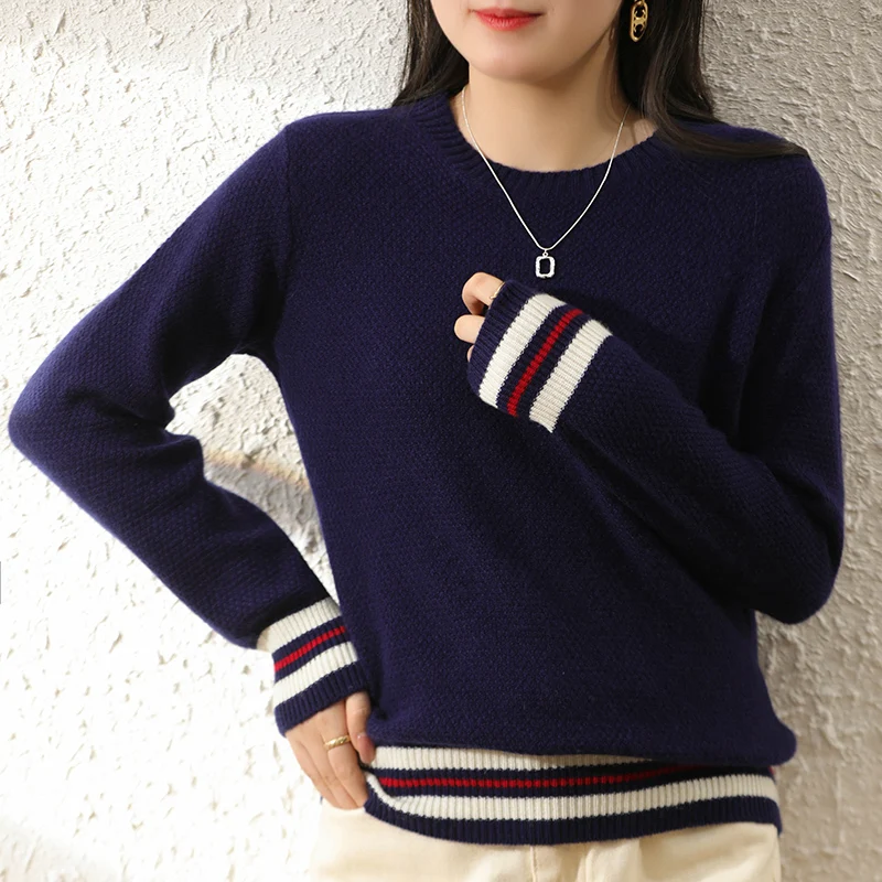 

Women Sweaters 2021 New Fashion Pullovers 100% Pure Australian Wool Knitted Jumpers Oneck Thincker Knitwears