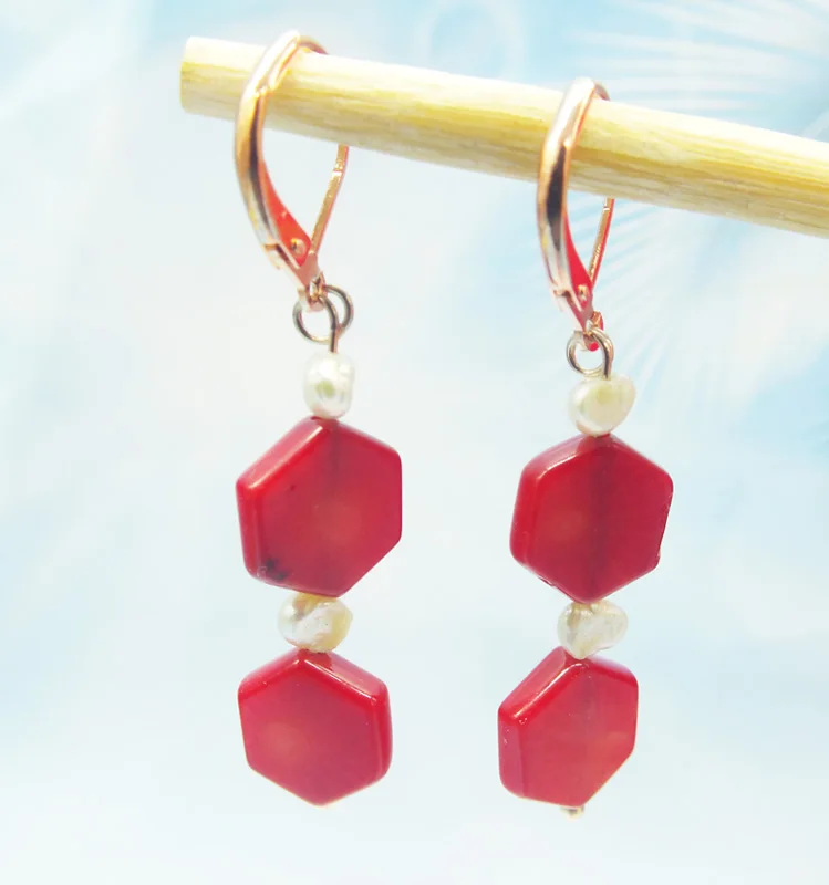 Изысканный. Натуральный Коралл. Жемчужные Ушные Кольца | Украшения и аксессуары