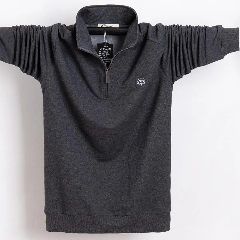 2019 Футболка мужская осенне зимняя длинная футболка с вышивкой дизайн Slim Fit