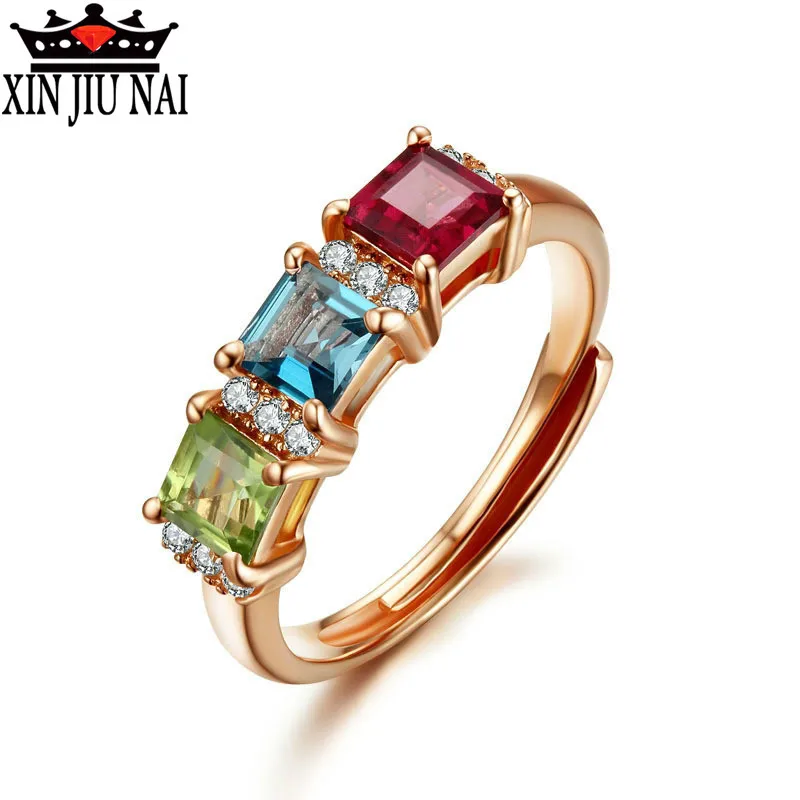 3 триколор 5 мм квадратный Красный Гранат Зеленый Перидот синий AAA циркон