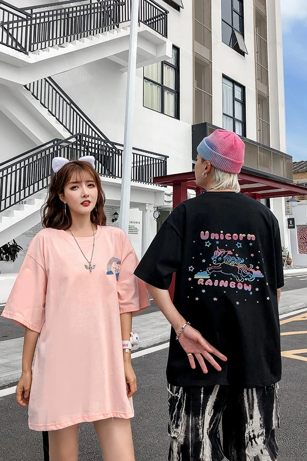 Лето 2020 3 м светоотражающая футболка с мультипликационным принтом для пары