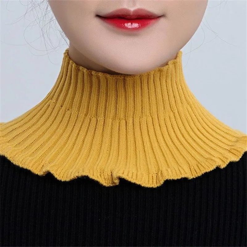 

2023 Turtleneck Fake Collar Scarf for Sweater Knitted False Collar Neck Guard Scarf Protect Cervical Spine Elastic Collar