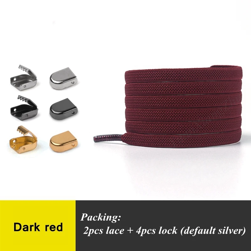 Dark red 1 пара эластичных плоских шнурков, беговые кроссовки, шнурки легко фиксируются, шнурки для ленивых ботинок, шнурки для детей и взрослых, шнурки без завязок - Цвет: Dark red