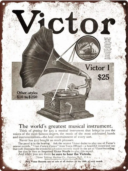 

Victor Musical Instrument Retro tin sign nostalgic ornament metal poster garage art deco bar cafe shop