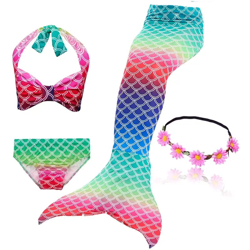 Package 3 Новые хвосты маленькой русалки для плавания, костюм для косплея, детский купальный костюм с хвостом русалки для девочек, бикини, купальный костюм - Цвет: Package 3