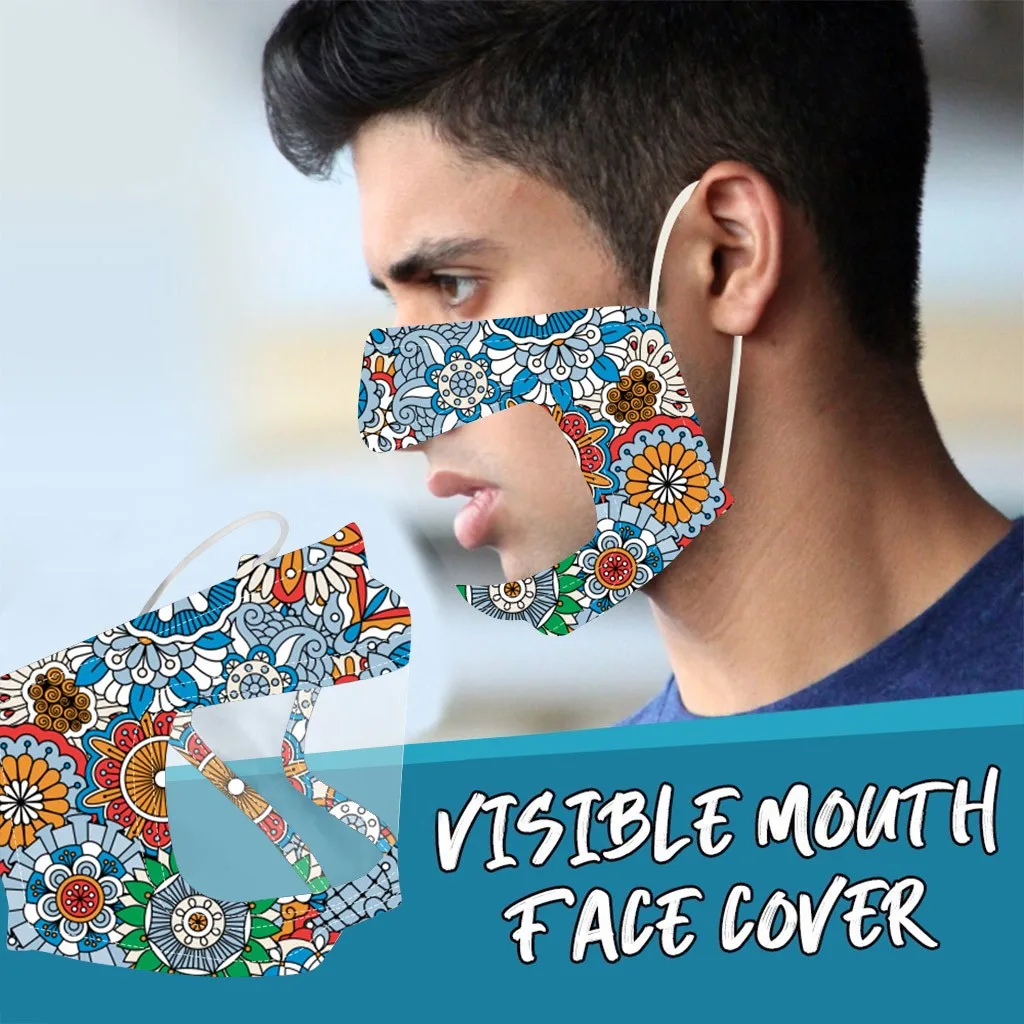 Дышащая многоразовая маска с принтом коммуникатор улыбки для лица прозрачными