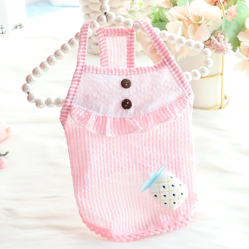 

Spring Summer Pet Dogs Sling Vest Korean Pink Blue Dogs Clothes Cute Pineapple Decor Puppy Dog Vest Hoodie For Small Dog Poodle