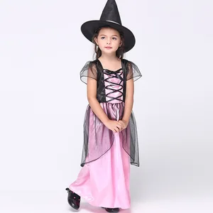Halloween Party Cosplay Witch Costume For Children Dresses With Hat Festival Performance Patchwork Girls Stage 2021 New Dresses